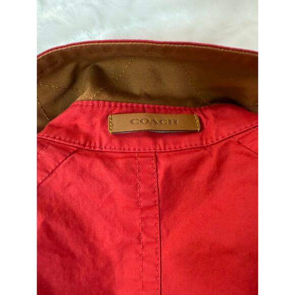 COACH Icon Belted Double Breasted Lined Short Trench Coat Persimmon Red Small - Picture 7 of 15